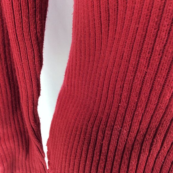 April Cornell Cardigan Sweater Womens Medium Red Ribbed Floral Crochet Button Up - Picture 7 of 9